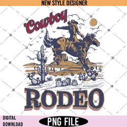 rodeo 90s graphic cowboy png, line art cowboy png, retro cowboy png, instant download