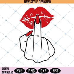 middle finger lips svg png, middle finger clipart, lips svg, instant download