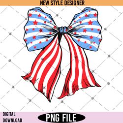 coquette bow american flag png, happy 4th of july png, american flag png, instant download