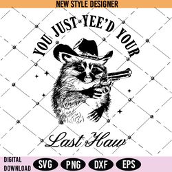 western raccoon svg png, retro cowboy svg, trendy country png, instant download