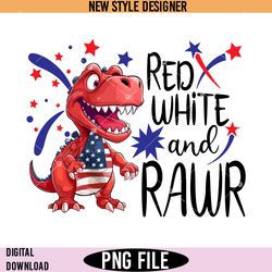 red white and rawr png, dinosaur png, patriotic png for boys, instant download