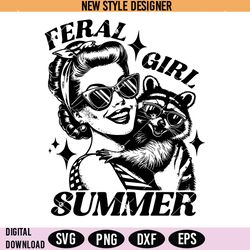 feral girl summer svg png, funny raccoon png, raccoon png, instant download