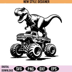 t rex riding monster truck svg png, dino dinosaur svg, dinosaur svg cut files, instant download