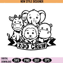 zoo crew svg png, wild one svg, cute animals svg, instant download