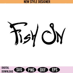 fish on svg png file, hunting svg, fishing svg files, fish silhouette svg, instant download