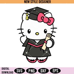 hello kitten senior svg png, kawaii graduation svg, cute cat graduation svg, instant download