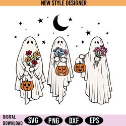 halloween ghost svg png, floral ghost svg, flower ghost, instant download