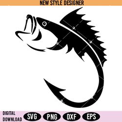 fishing hook svg silhouette, bass fishing svg, fisherman svg, instant download
