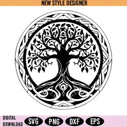 norse world tree svg, tree of life black svg, viking symbol svg, digital download