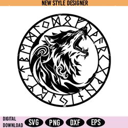 norse mythology viking wolf svg, viking clipart png, digital download
