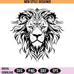 majestic lion head svg, silhouette lion svg, png, digital download