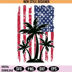 american flag palm trees svg png, usa beach svg, 4th of july svg, digital download