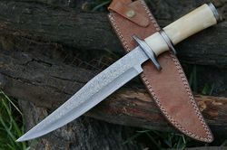 handmade damascus bowie knife outdoor hunting knife birthday gift anniversary gift christmas gift gift for him