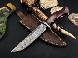 handmade damascus bowie knife outdoor hunting knife birthday gift anniversary gift christmas gift gift for him