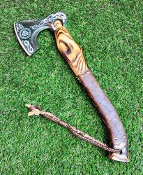 handmade viking axe hatchet with leather cover fathers gift gift for him anniversary gift gift for boyfriend