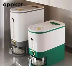 rice dispenser white green container automatic output, large capacity, moisture-proof, insect-proof
