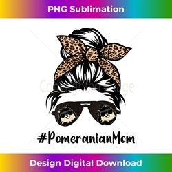 s pomeranian mom life messy bun hair leopard bandana 1 - png transparent sublimation design