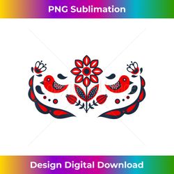 scandinavian folk art nature birds and flowers 2 - modern sublimation png file