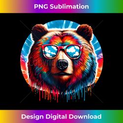 cool tie dye sunglasses grizzly bear illustration art - retro png sublimation digital download