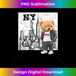 cool new york city teddy bear illustration graphic designs - png transparent sublimation design