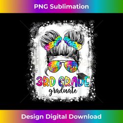 3rd grade graduate messy bun girl happy last day of school - png transparent sublimation design