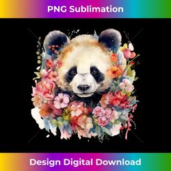 panda face cottagecore floral cute panda watercolor animal 2 - instant png sublimation download