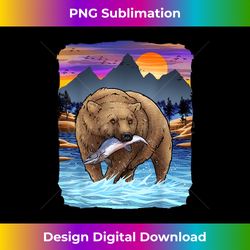 grizzly bear catching salmon alaska fishing nature lover - special edition sublimation png file