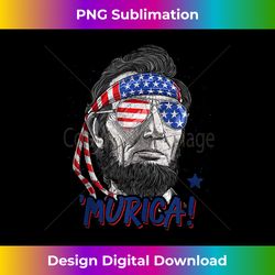 abraham lincoln 4th of july murica men women american flag tank top - instant png sublimation download