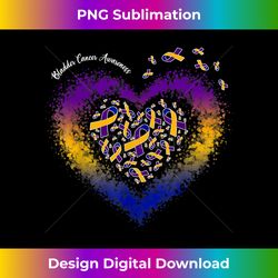 marigold blue & purple ribbon heart bladder cancer awareness - premium png sublimation file