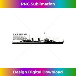 hms belfast british ww2 cruiser ship infographic - vintage sublimation png download