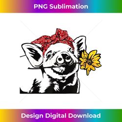 pig bandana headband and sunflower cool farm animal lover 1 - creative sublimation png download