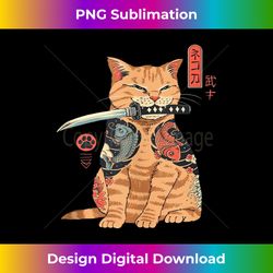 japanese samurai ninja cat kawaii tattoo graphic - premium sublimation digital download