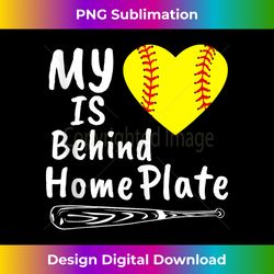 my heart is behind home plate softball proud mom dad 1 - high-resolution png sublimation file