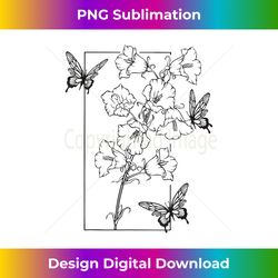 floral flower bellflower lineart with butterflies wildflower - creative sublimation png download