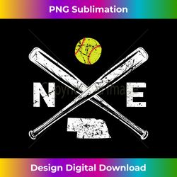 nebraska softball bats & ball retro style softball player - high-resolution png sublimation file
