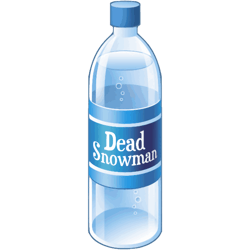 dead snowman melted bottled water