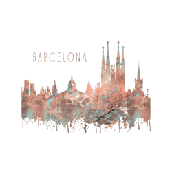 barcelona, watercolor barcelona, barcelona skyline