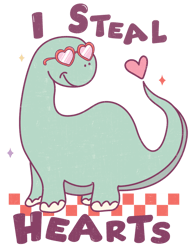 i steal hearts png, dinosaur valentine png, valentine's day png, cute valentine's day sublimation design