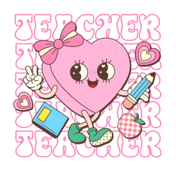 teacher png, teacher valentine's day sublimation design, valentine's day t-shirt design, retro valentine's day png