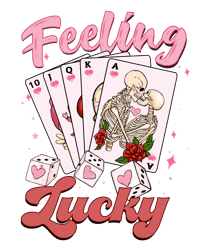 feeling lucky png, skeleton valentine's day sublimation design, valentine's day t-shirt design, retro valentine's day