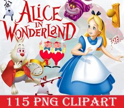 115 alice bundle in wonderland png, alice in wonderland clip art, alice in wonderland characters, digital download
