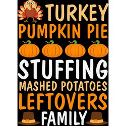 thanksgiving turkey pumpkin pie stuffing svg, thankful svg, fall svg, thanksgiving svg, digital download