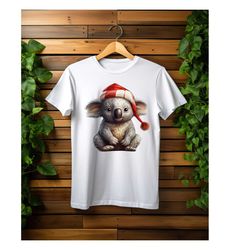 christmas koala t-shirt, cute koala with christmas hat,