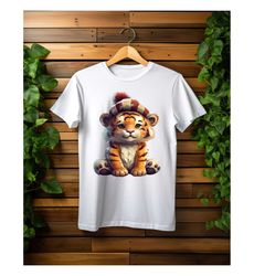 christmas tiger tee, mom tiger santa claus hat