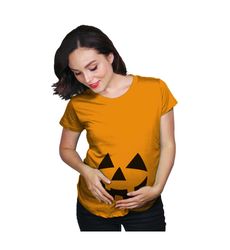 orange halloween maternity shirt, pumpkin face maternity shirt,