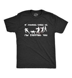 zombie chase t shirt, mens zombie tshirt, zombie