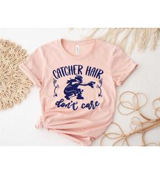 catcher hair don't care shirt, softball shirt, softball