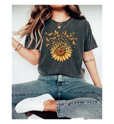 sunflower butterfly shirt, butterfly tee, mothers day gift