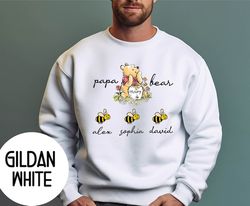 personalized papa bear winnie with grandkids name sweatshirt ,papa bear sweatshirt fathers day gift for papa grandpa bea