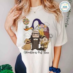 adventure is out there disney pixar up shirt, vintage carl and ellie up house balloons shirt, russell dug dog, wdw disne